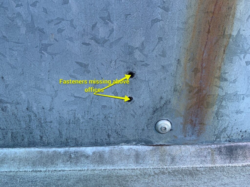 missing roof fasteners spotted by Keystone Commercial Roofing in northwestern pennsylvania
